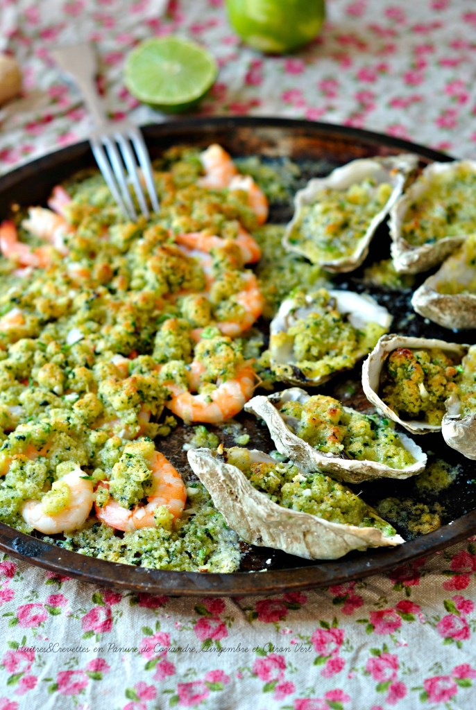 Huîtres & Crevettes en Panure de Coriandre,Gingembre et Citron Vert1