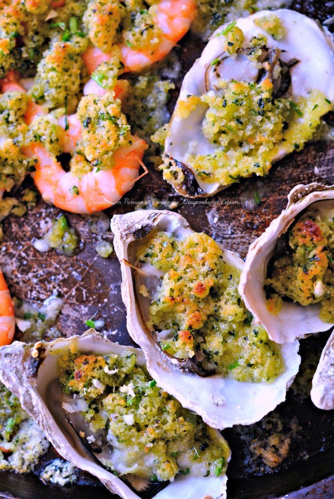 Huîtres & Crevettes en Panure de Coriandre,Gingembre et Citron Vert2