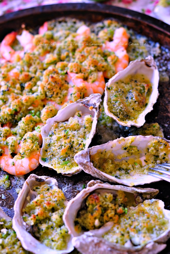 Huîtres & Crevettes en Panure de Coriandre,Gingembre et Citron Vert4