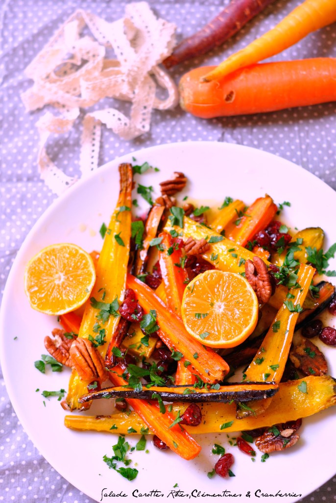 Salade Carottes Rôties,Clémentines & Cranberries2