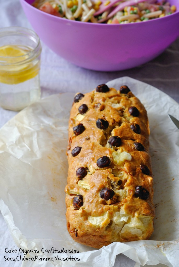 Cake Oignons Confits,Raisins Secs,Chèvre,Pomme,Noisettes 3