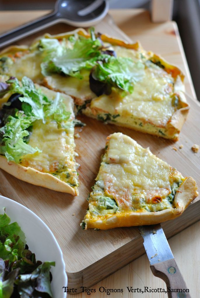 Tarte Tiges Oignons Verts,Ricotta,Saumon 3